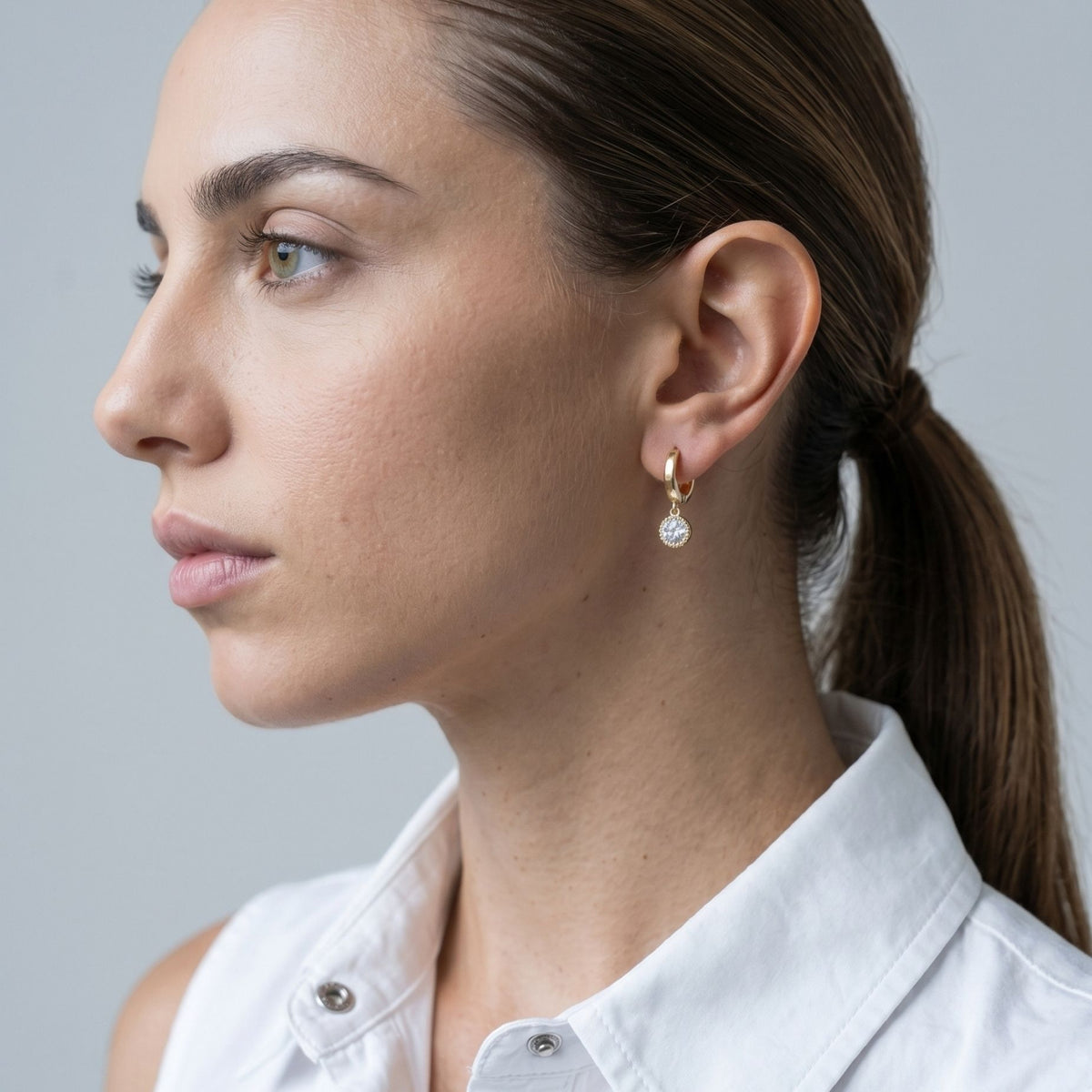 Enso Gold Circle Drop Hoop Earrings