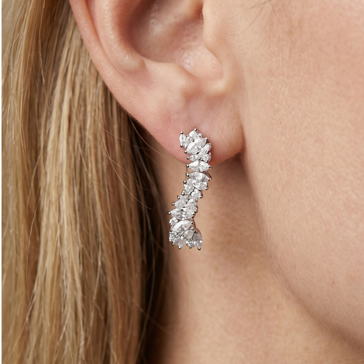 Nami Silver Stone Wave Earrings