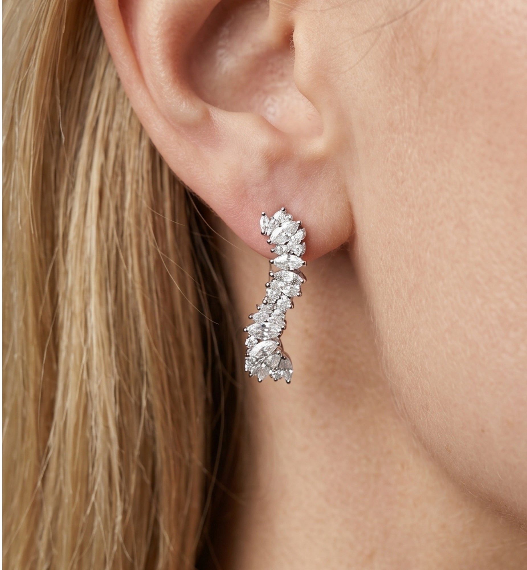 Nami Silver Stone Wave Earrings + Bangle