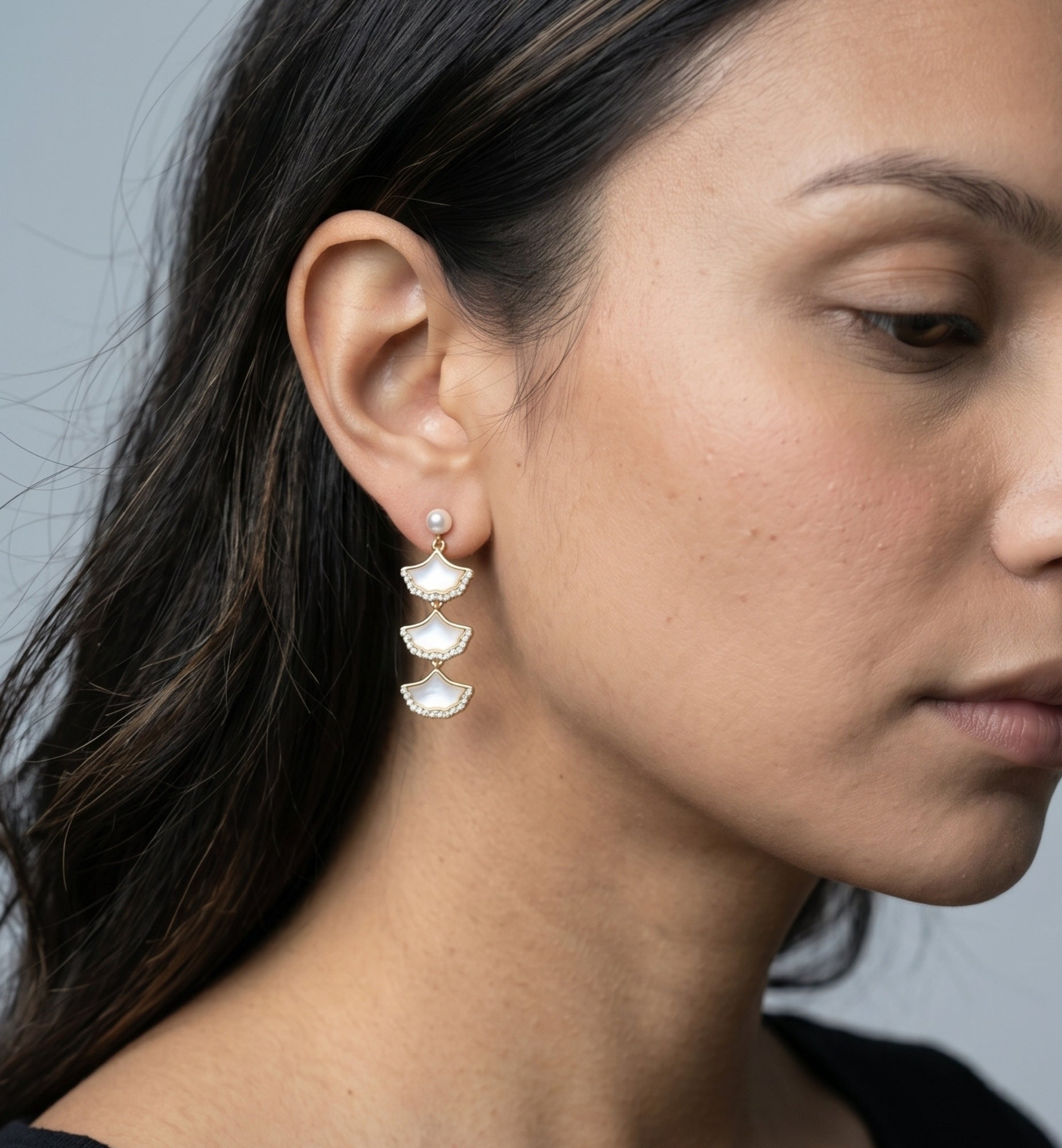 Gingko Gold Shell Earrings + Necklace