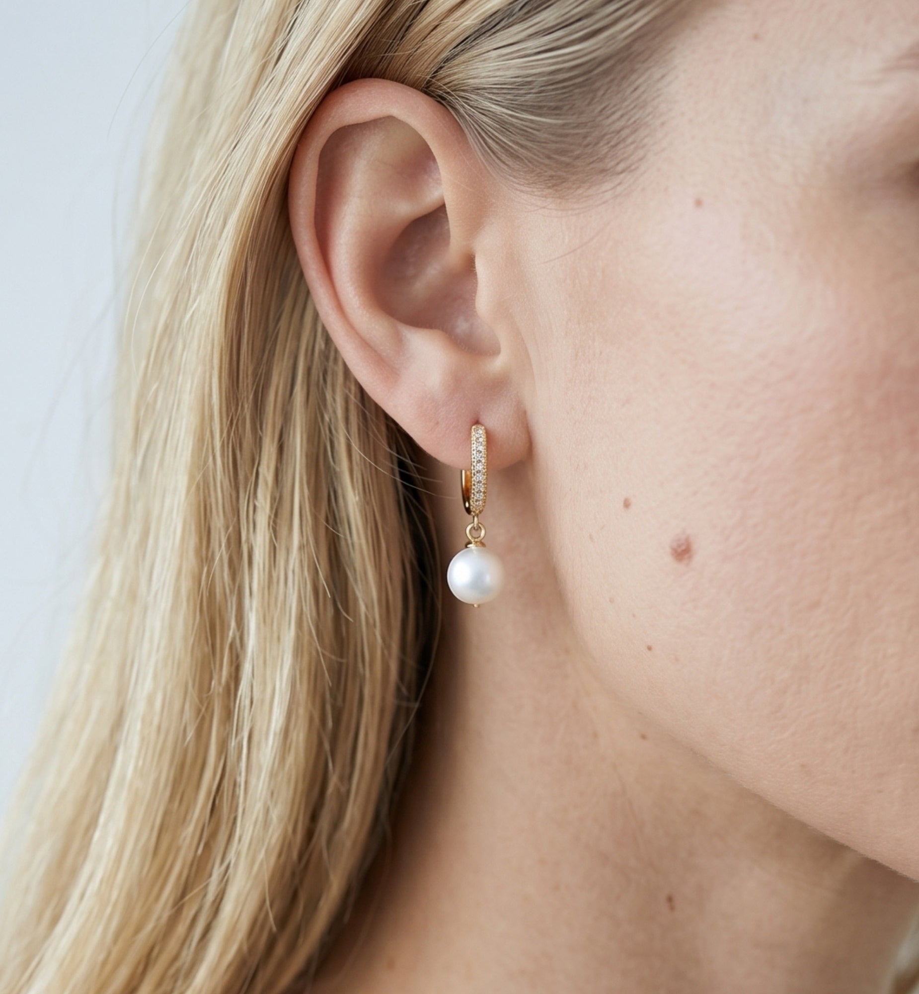 Shinju Gold Pearl Hoops+ Bangle + Necklace