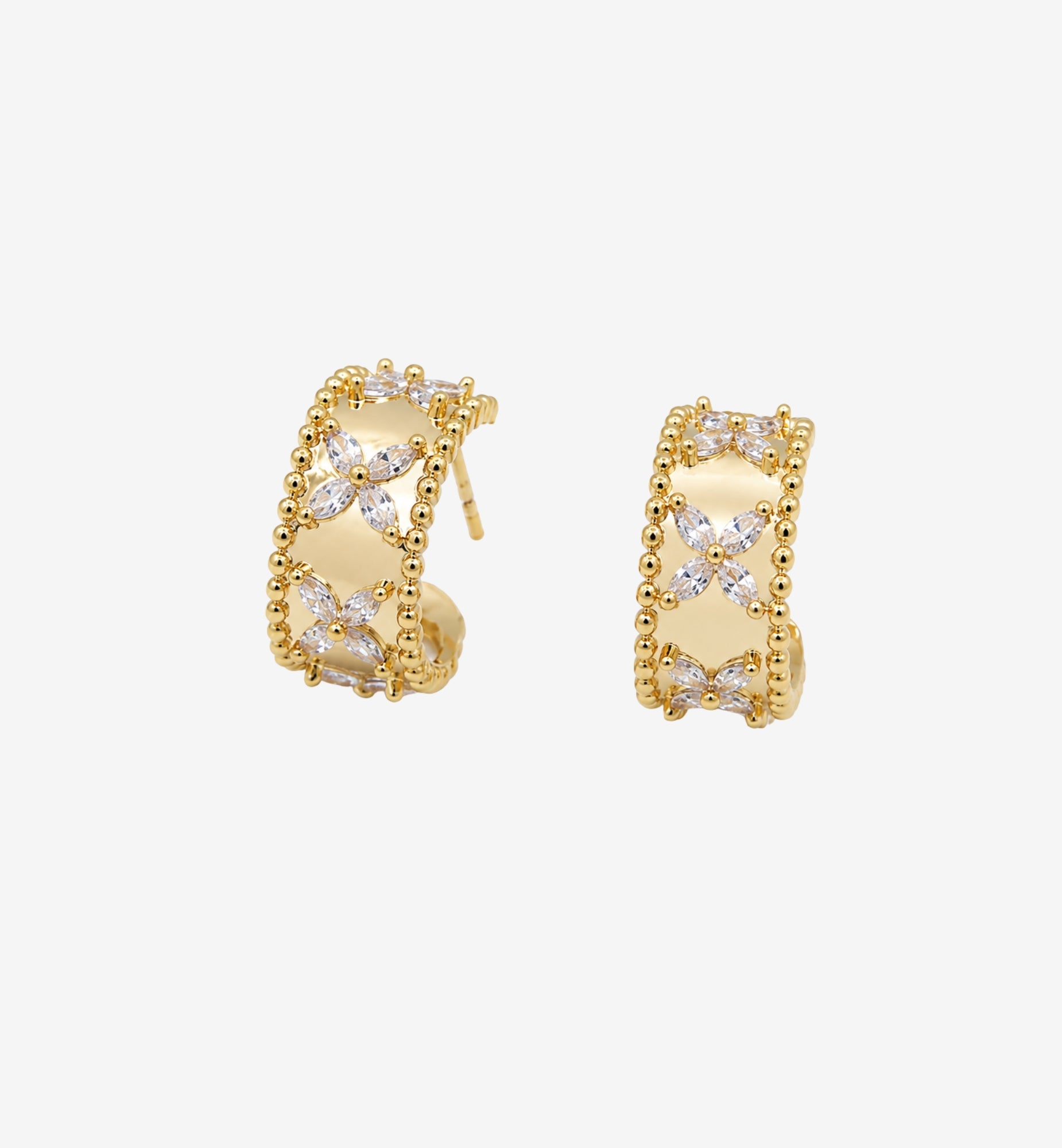 Kinmokusei Floral Beaded Hoop Earrings