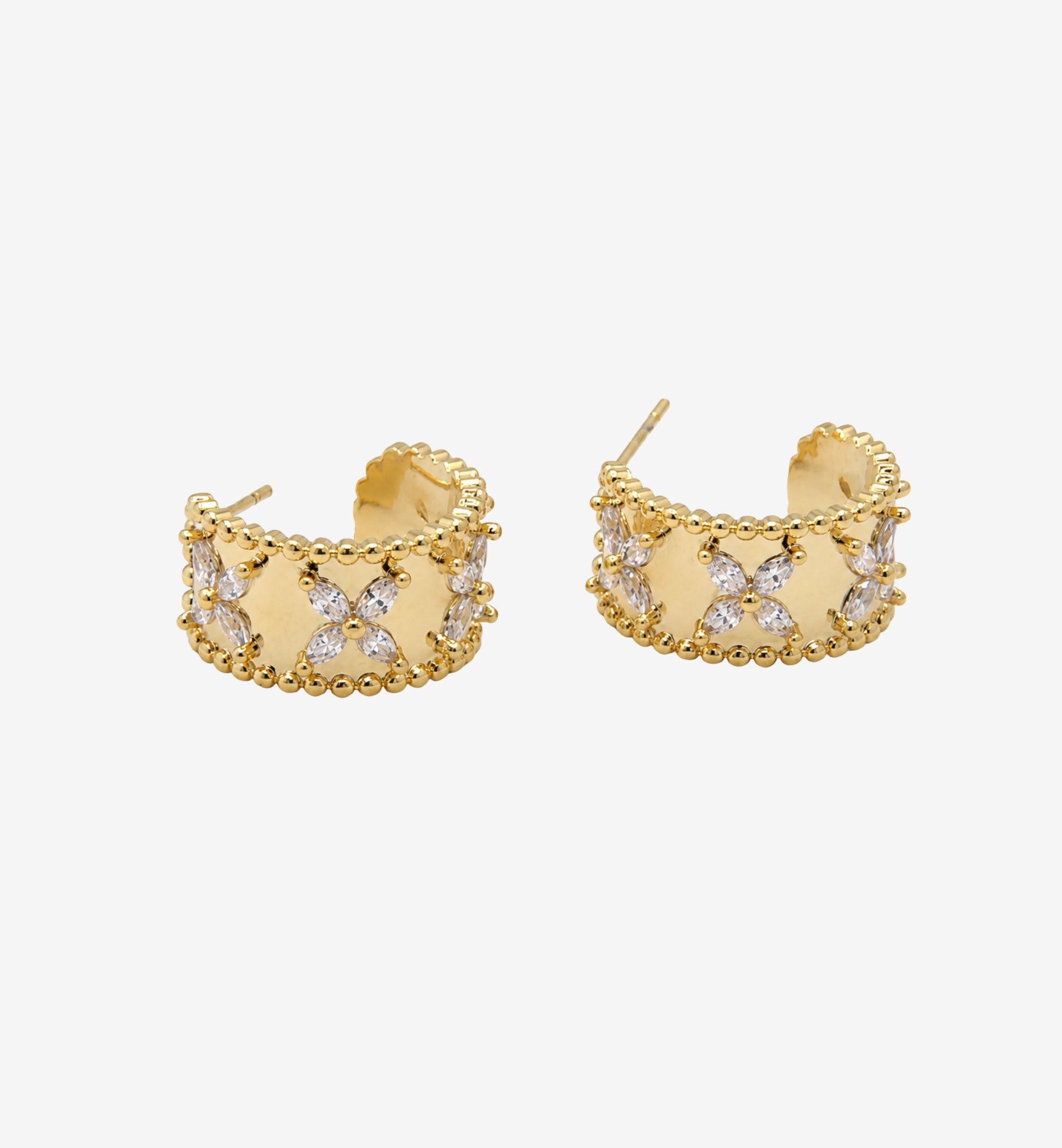 Kinmokusei Floral Beaded Hoop Earrings