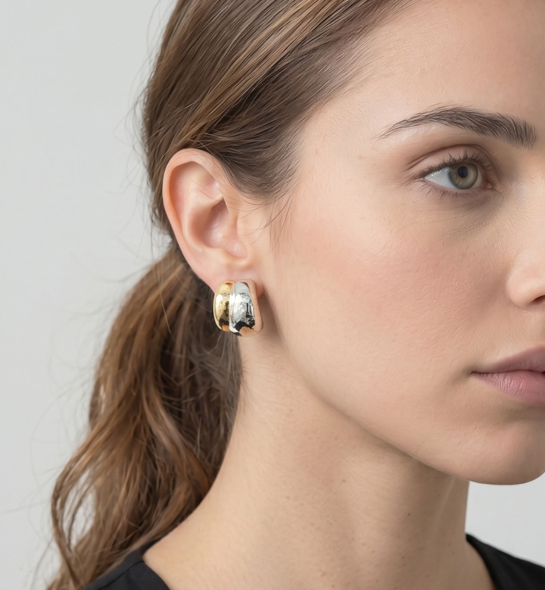 Nami Mixed Metals Oversized Stud Earrings