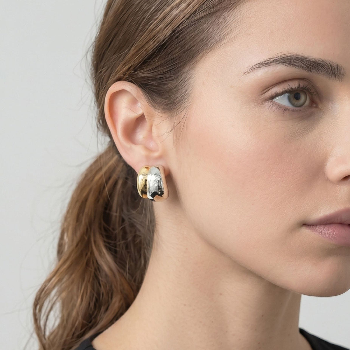 Nami Mixed Metals Oversized Stud Earrings