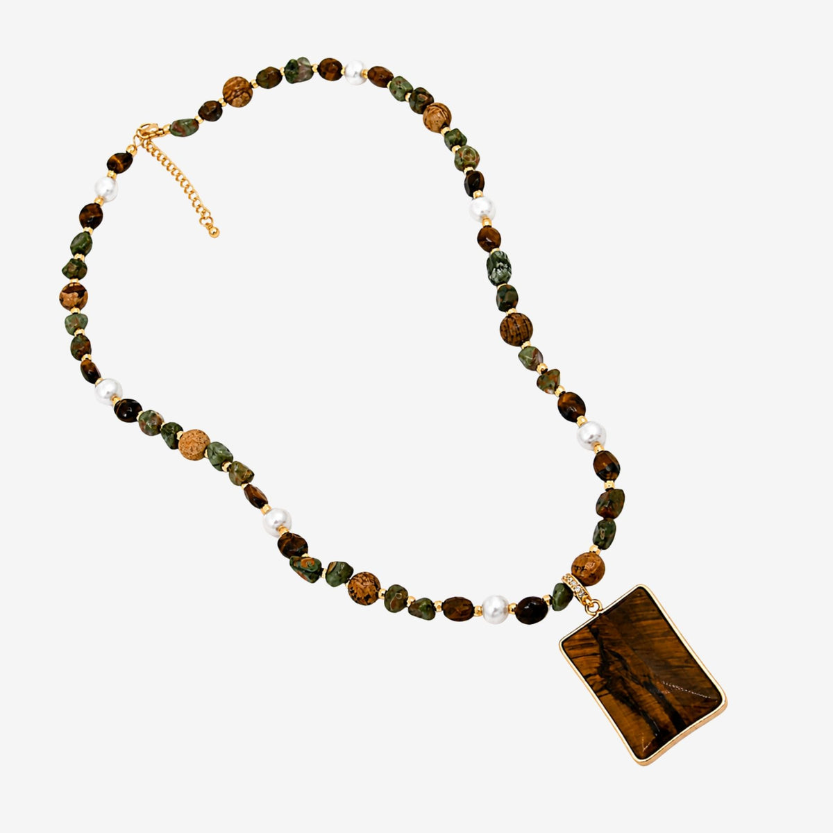 Nekomeishi Tigers Eye and Semi-Precious Stones Necklace
