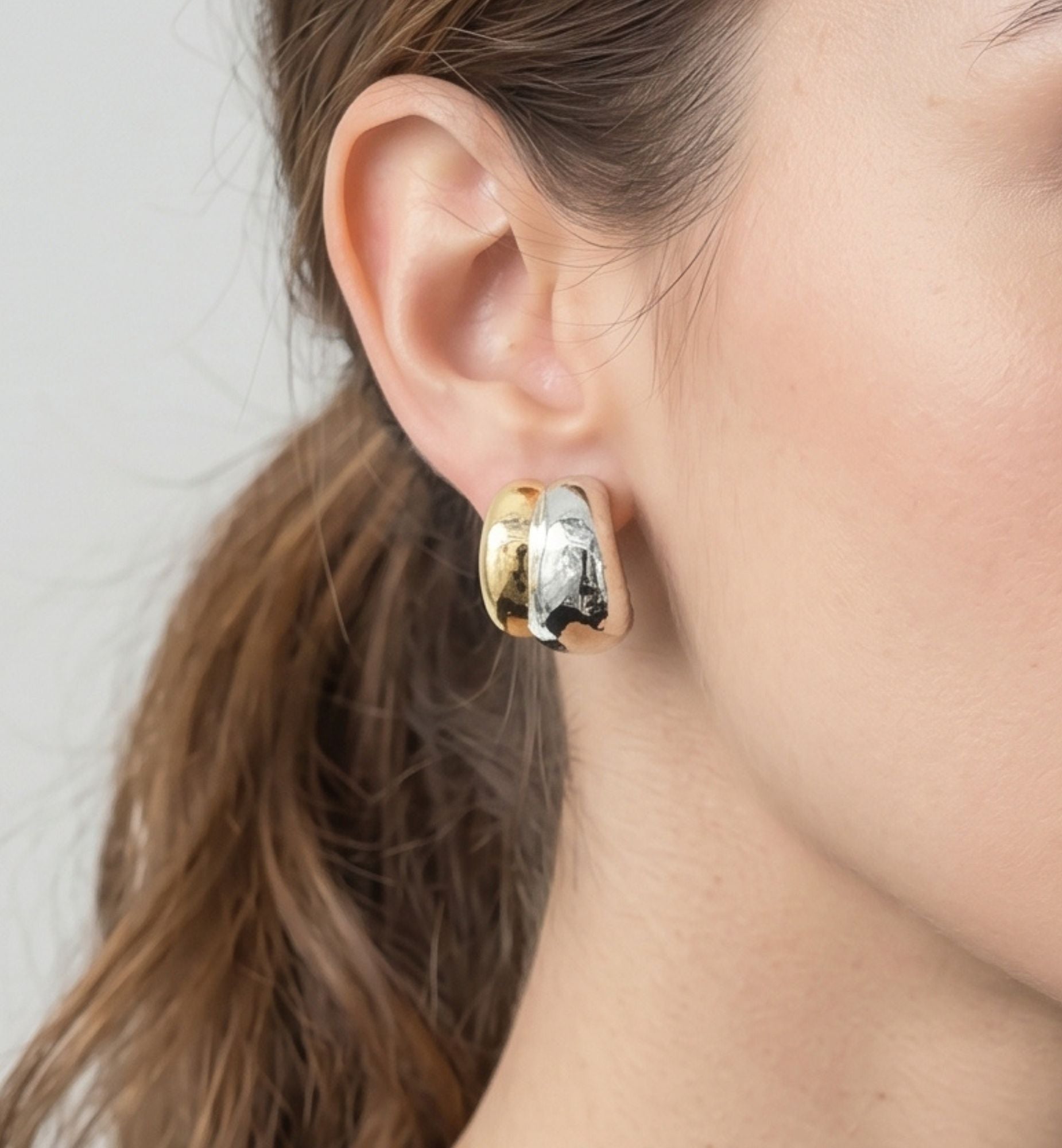 Nami Mixed Metals Oversized Stud Earrings