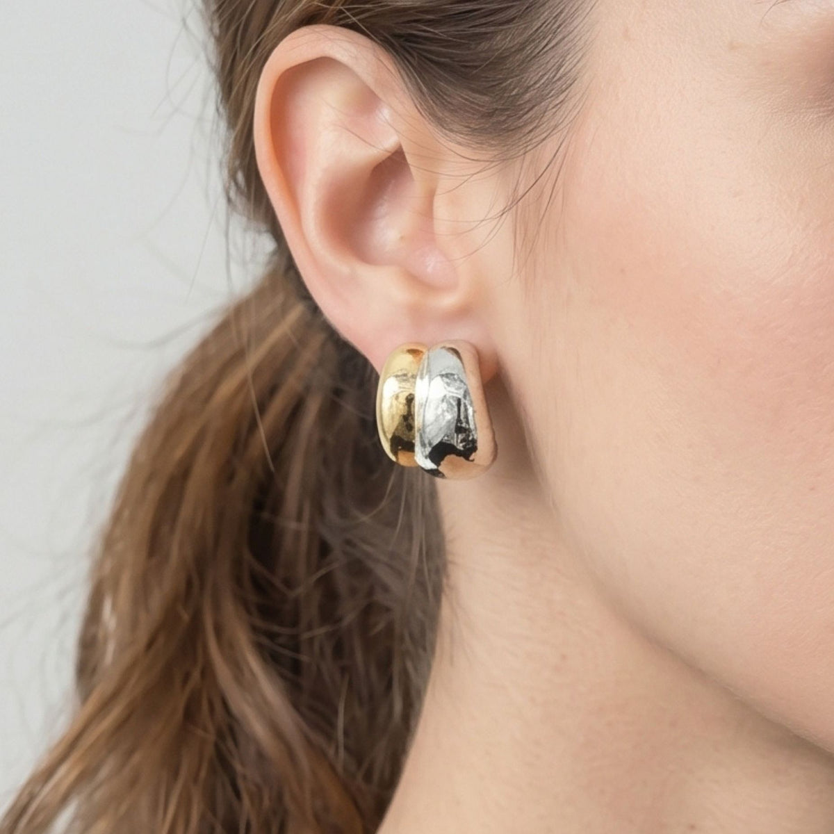 Nami Mixed Metals Oversized Stud Earrings