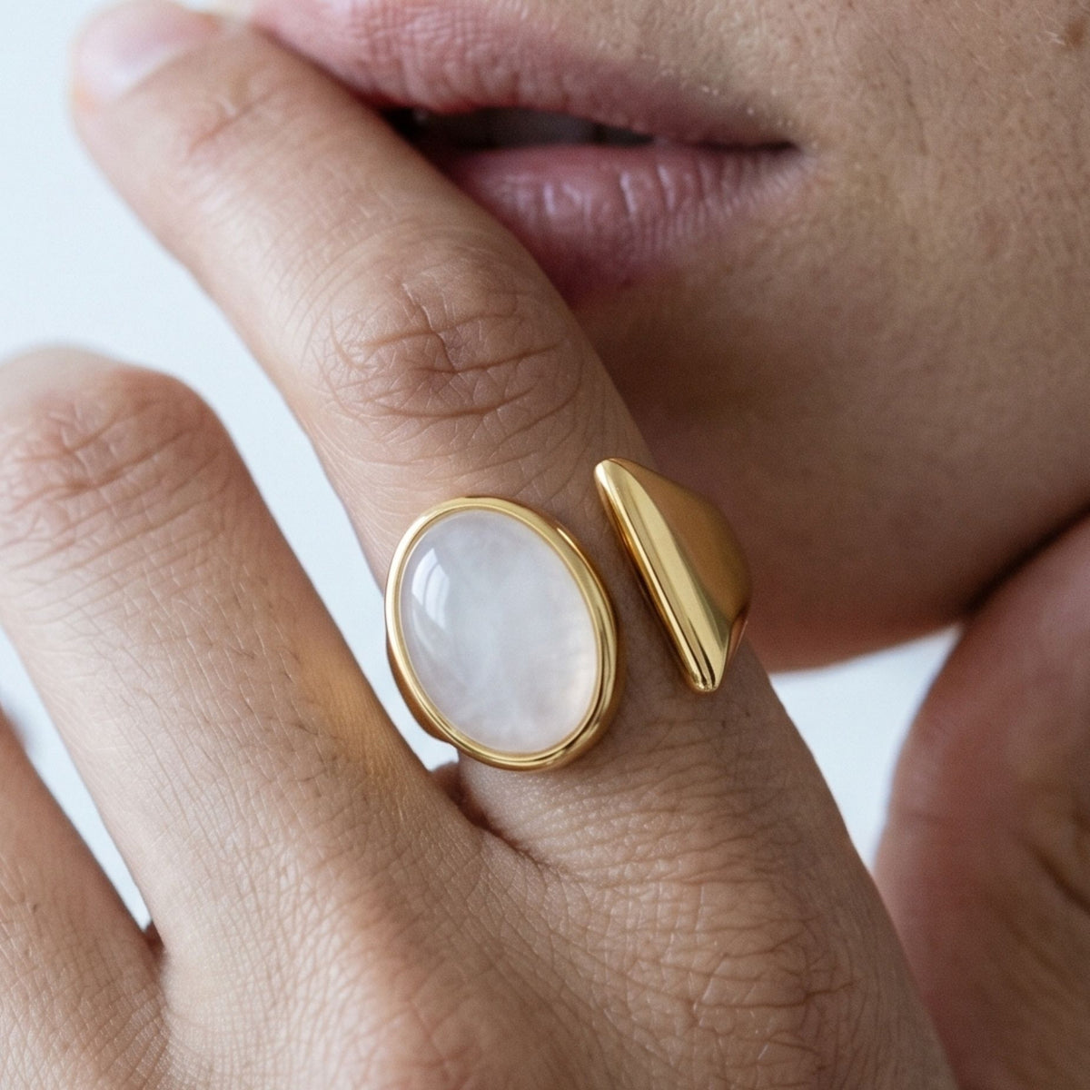 Enso Moonstone Wraparound Ring
