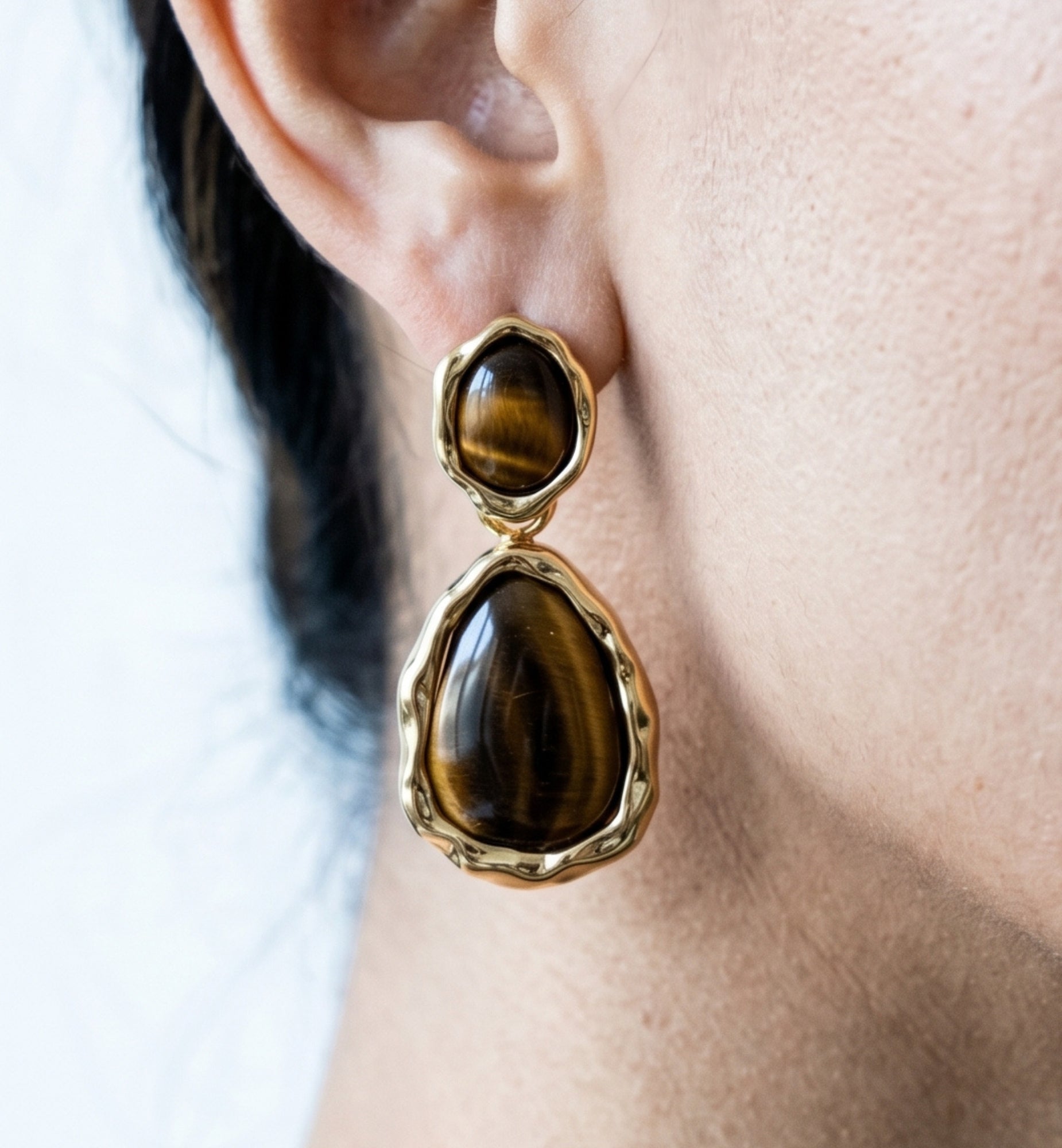 Nekomeishi Tigers Eye Oversized Earrings