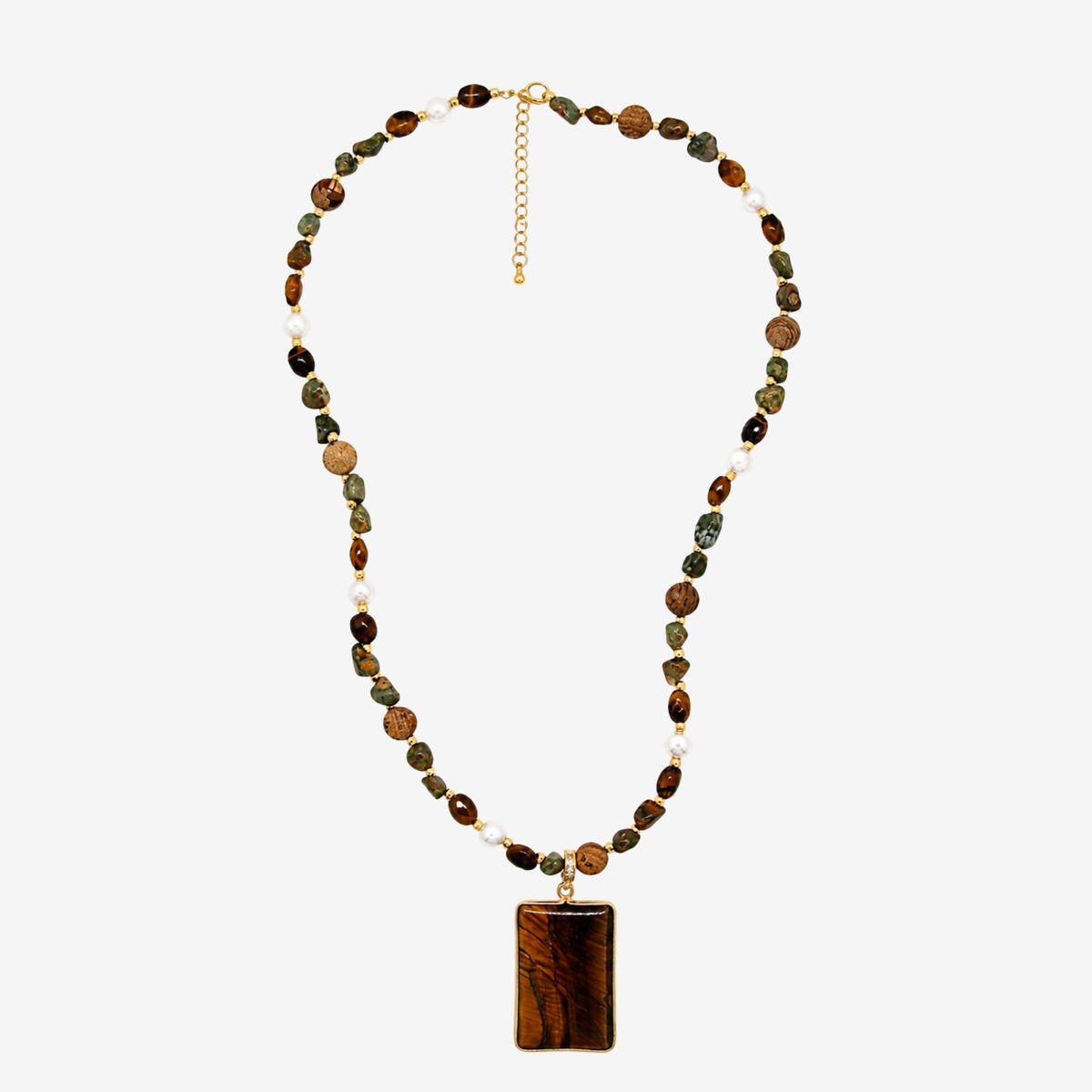 Nekomeishi Tigers Eye and Semi-Precious Stones Necklace