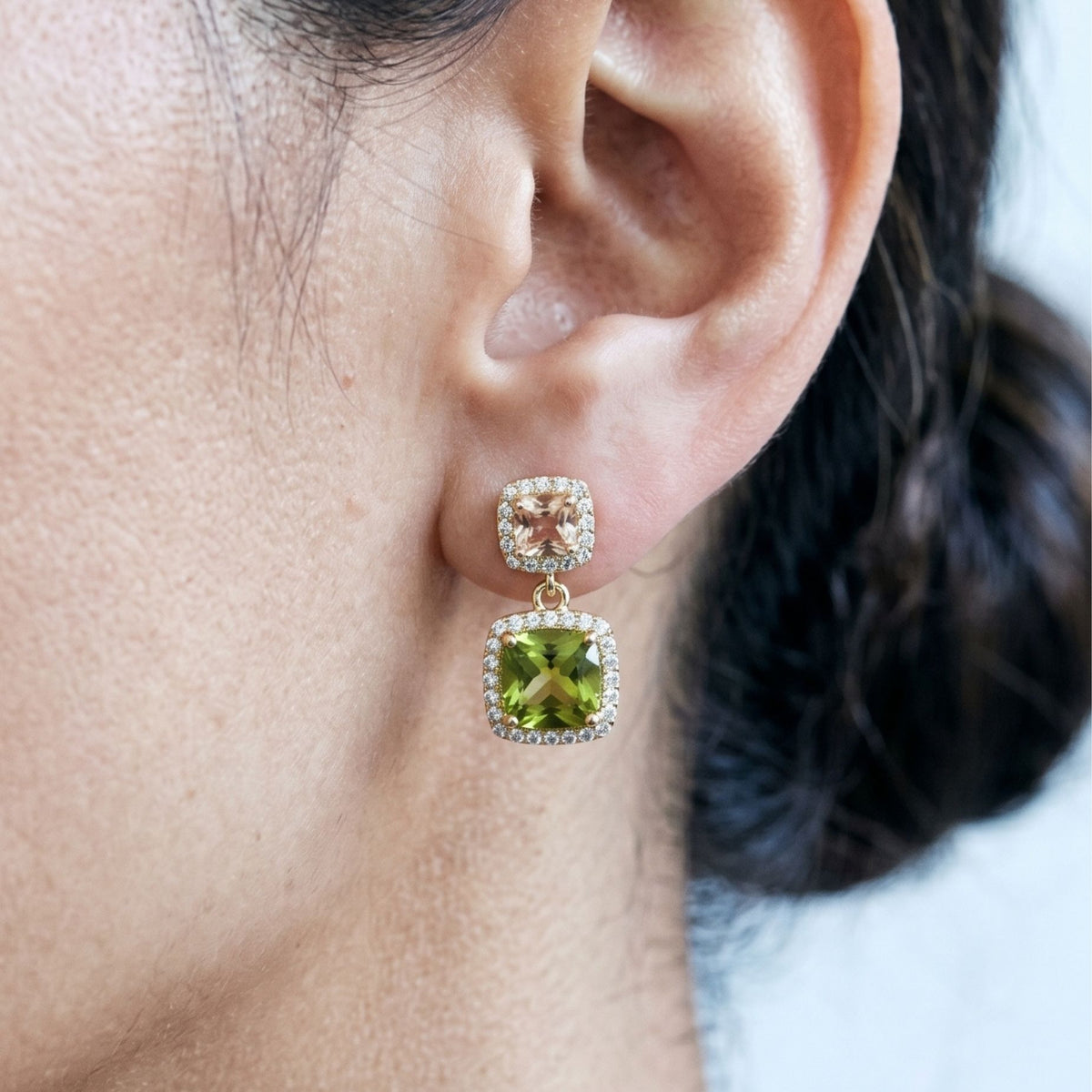 Shikaku Square Stone Drop Earrings