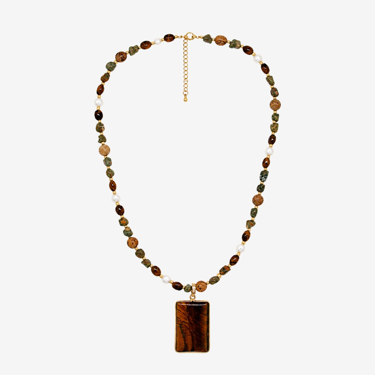 Nekomeishi Tigers Eye and Semi-Precious Stones Necklace