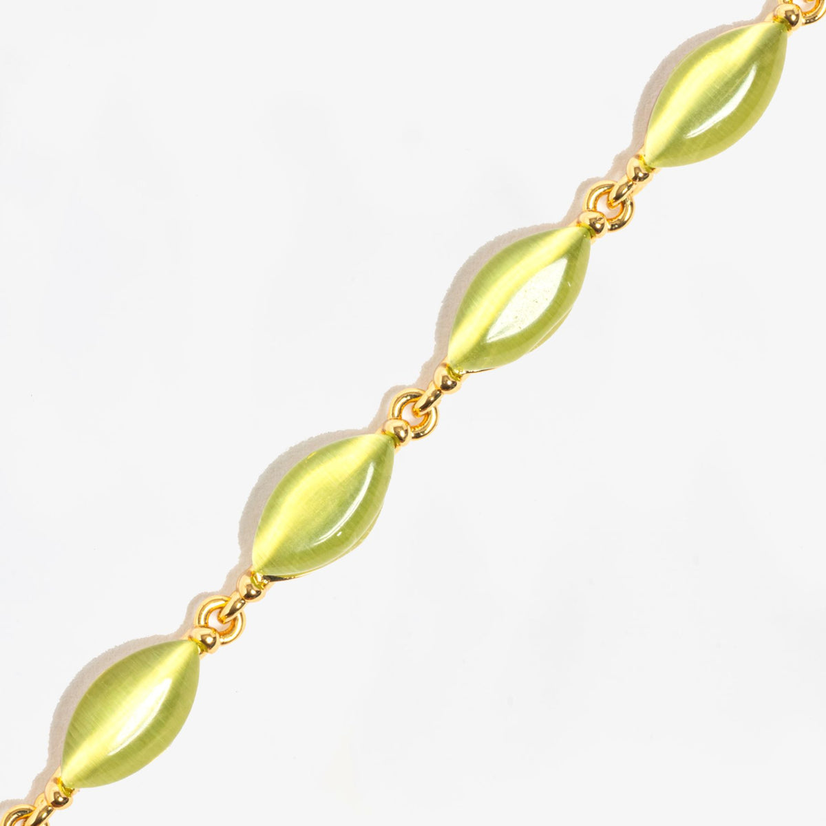 Nekomeishi Green Cats Eye Necklace 18K Gold Plated Semi Precious Stone 18K Gold Plated by Uchi & Soto Jewellery