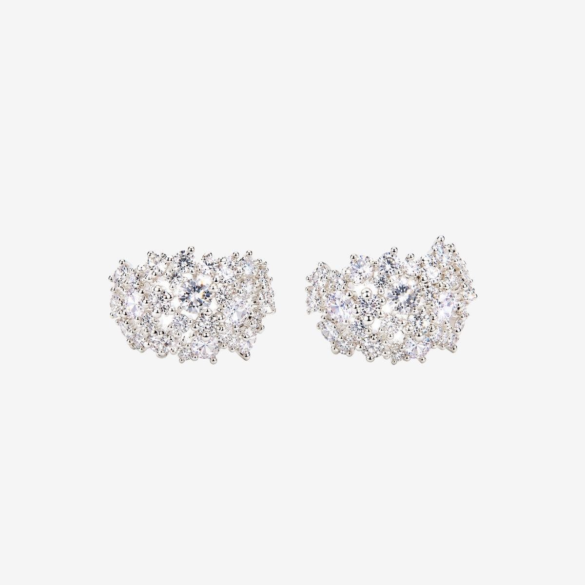 Kinmokusei Silver Floral and Stone Hoop Earrings