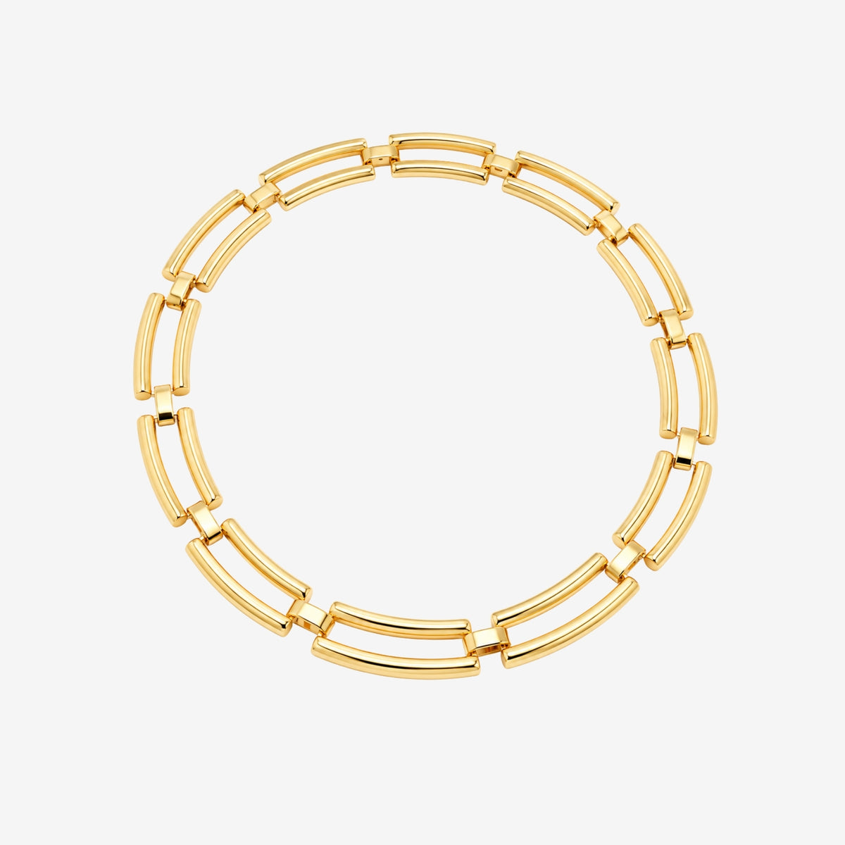 Shikaku Gold Rectangle Link Statement Necklace