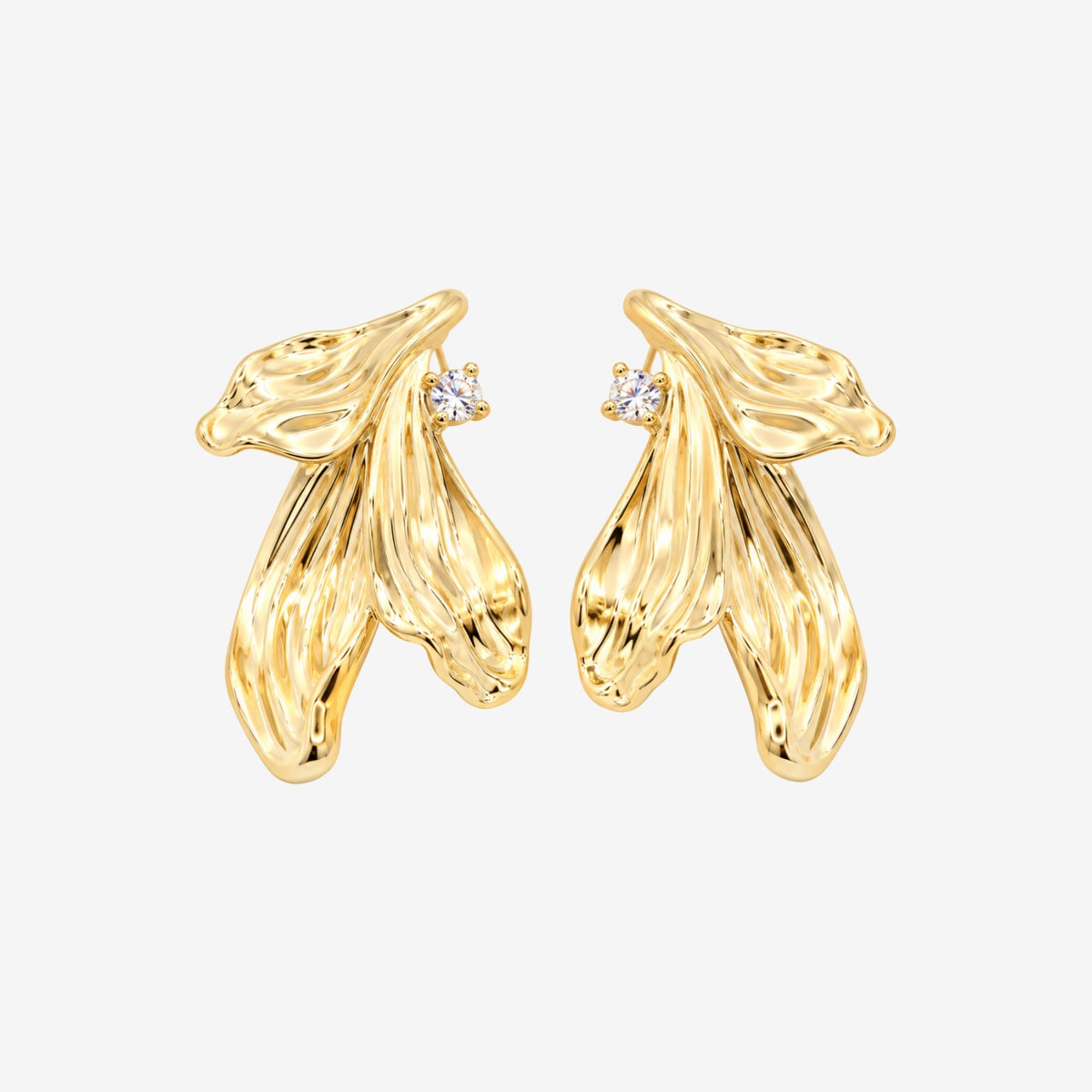 Kinmokusei Gold Petal Statement Earrings