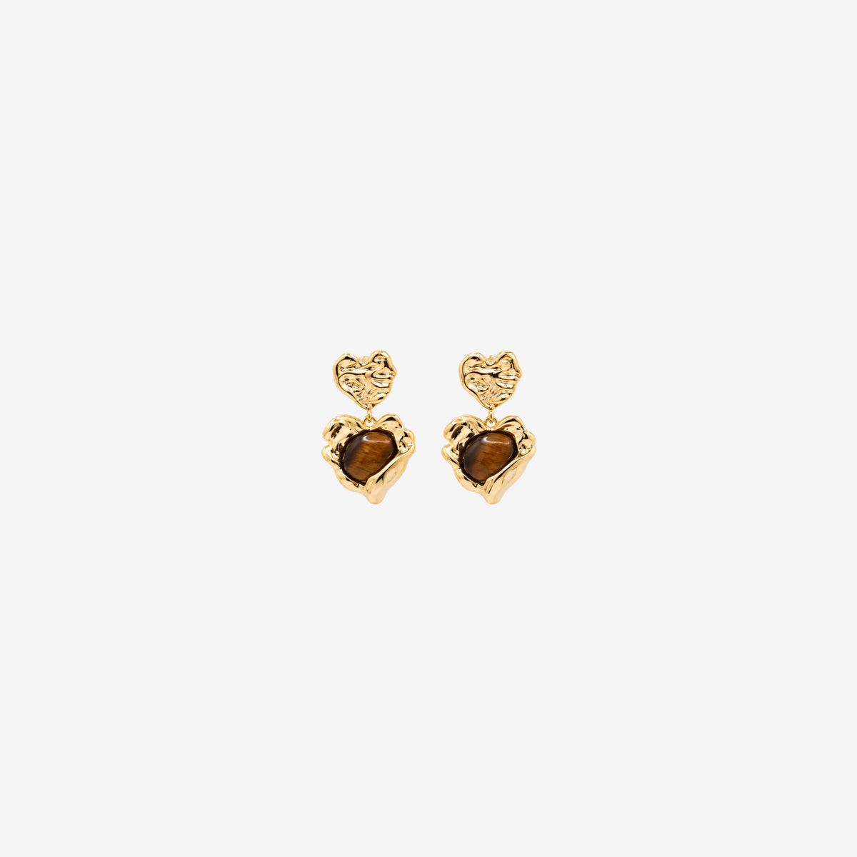 Nekomeishi Tigers Eye Stone Heart Drop Earrings