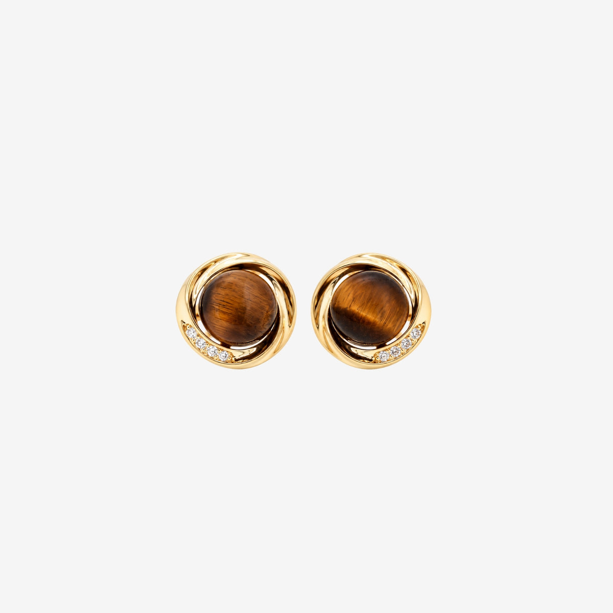 Nekomeishi Tigers Eye Gold Stone Stud Earrings