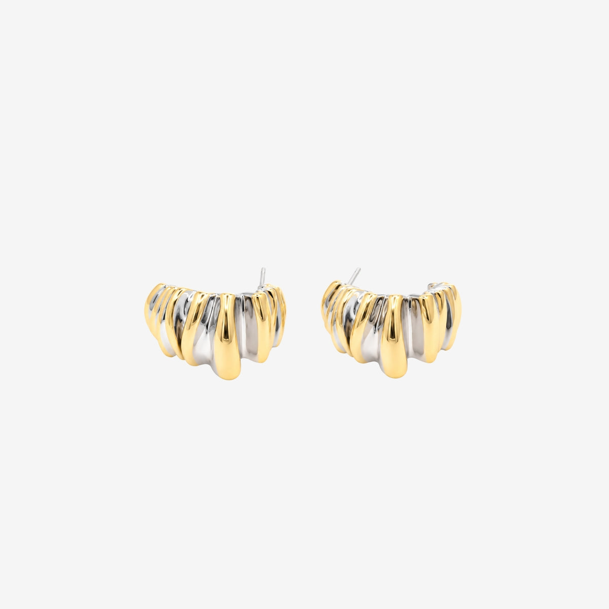 Nami Mixed Metals Wavy Hoop Earrings