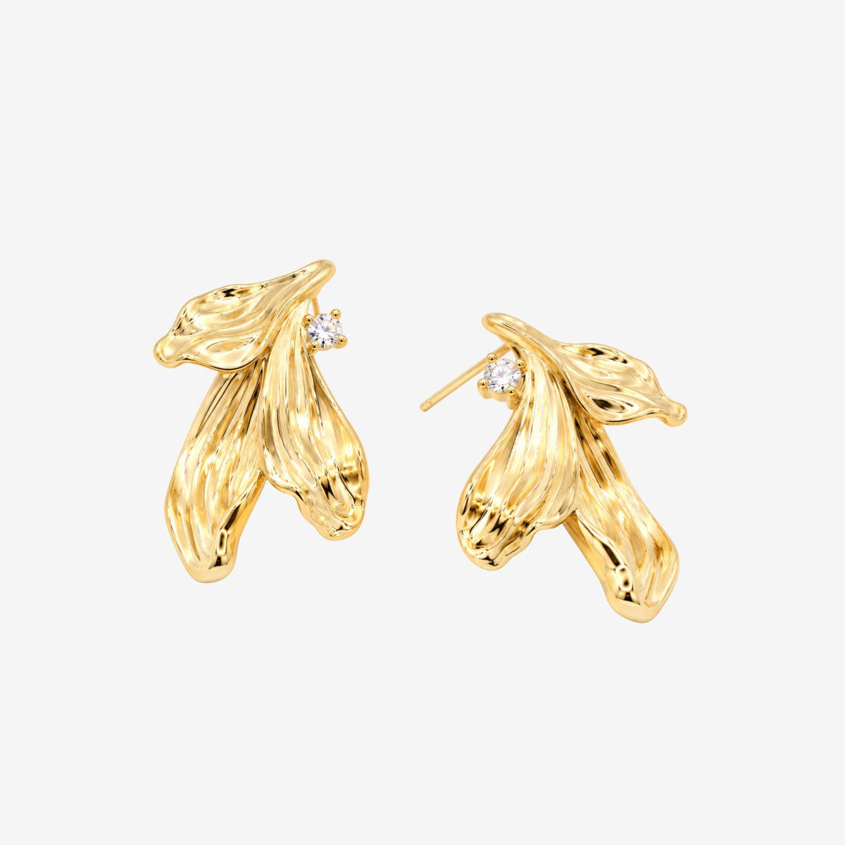 Kinmokusei Gold Petal Statement Earrings