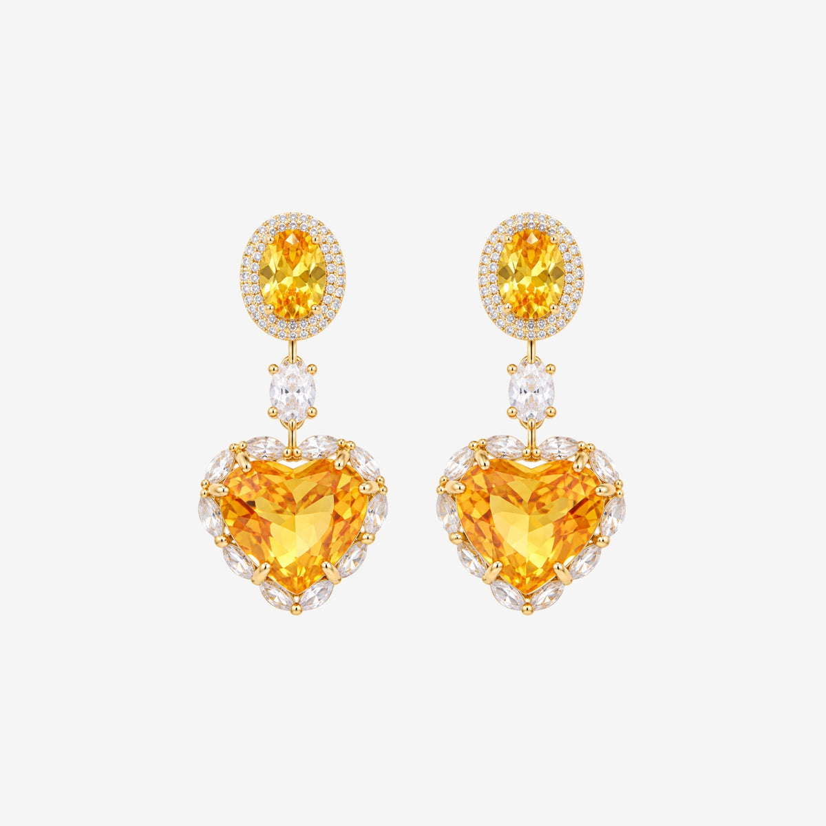 Kokoro Yellow Stone Heart Earrings