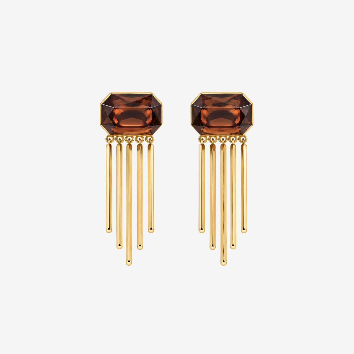 Shikaku Brown Stone Tassel Earrings