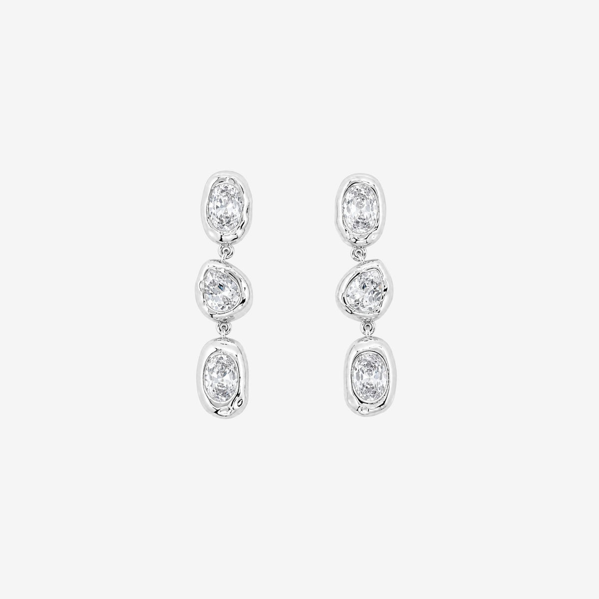 Enso Layered Silver Stone Earrings