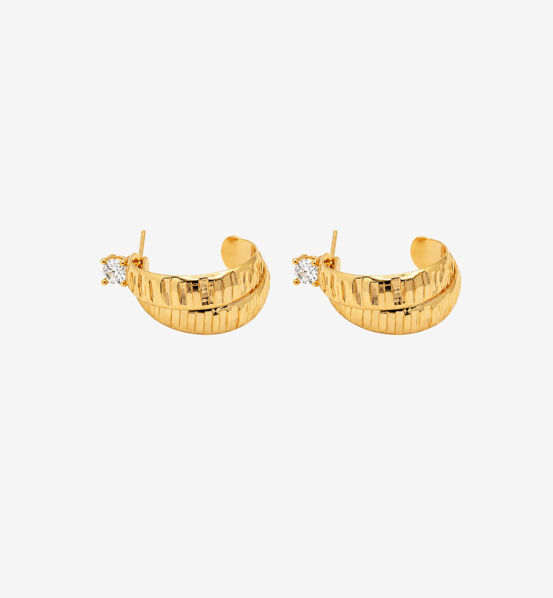 Kin Stone Sculptural Hoop Earrings