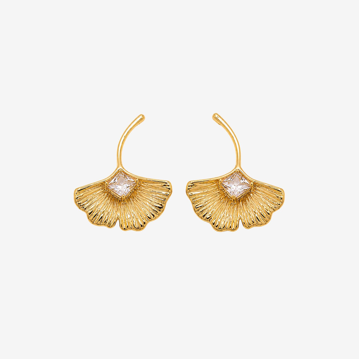 Gingko Gold Stone Earrings