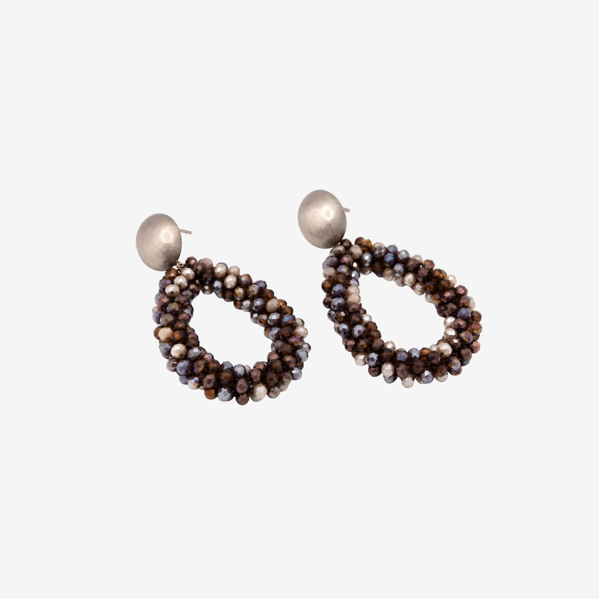 Hanabi Grey Glass Bead Statement Earrings
