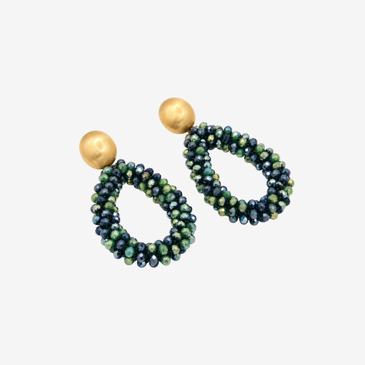 Hanabi Green Glass Bead Statement Earrings