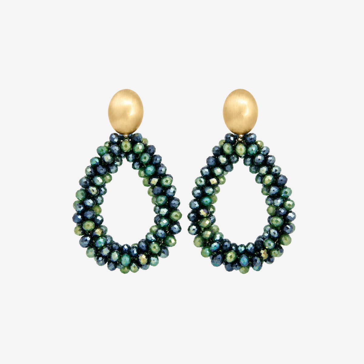 Hanabi Green Glass Bead Statement Earrings