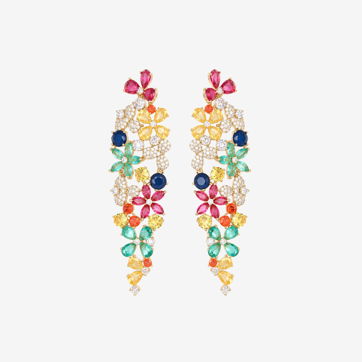 Hanabi Multi Stone Floral Chandelier Earrings