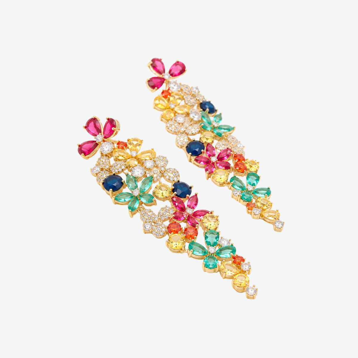 Hanabi Multi Stone Floral Chandelier Earrings