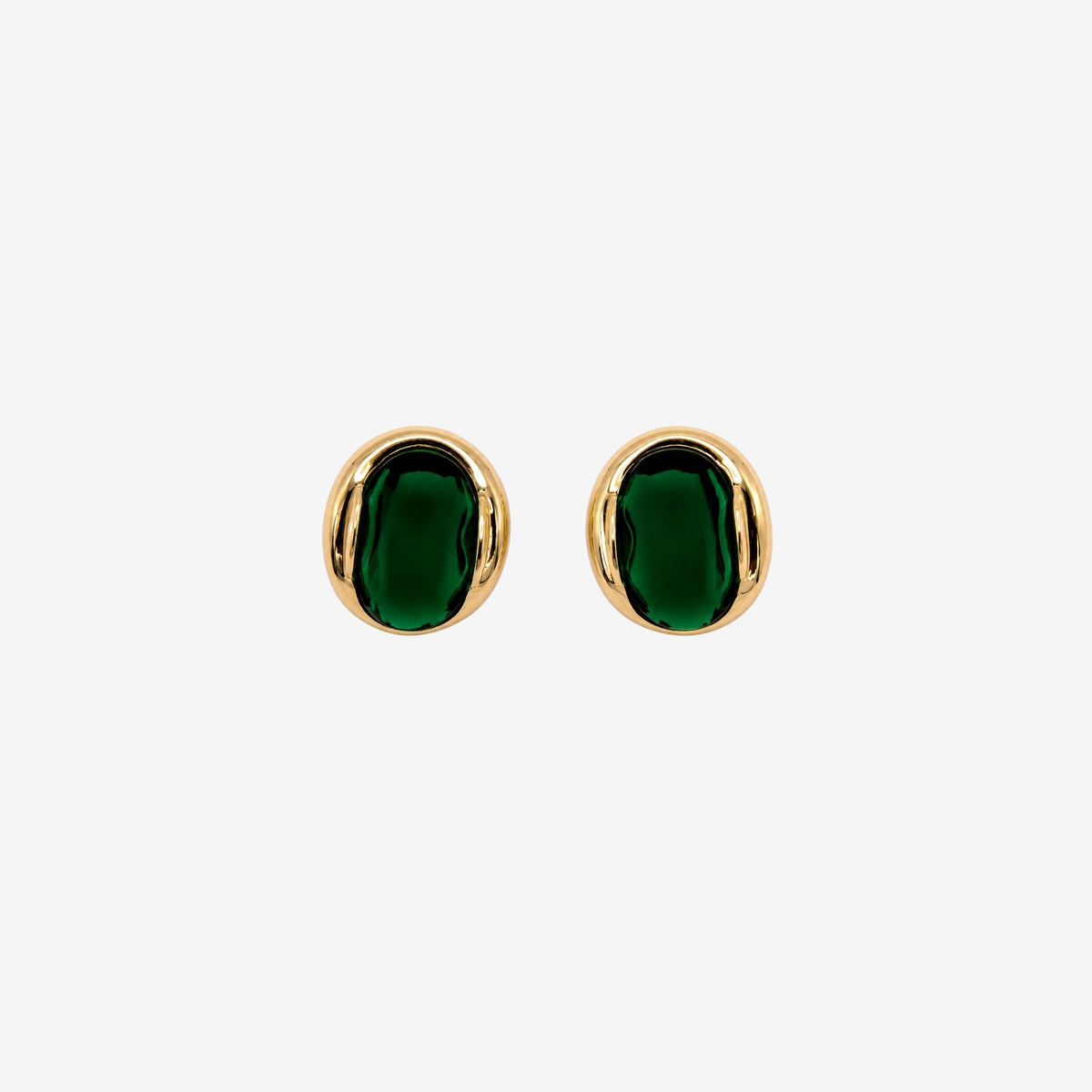 Enso Green Stone Stud Earrings