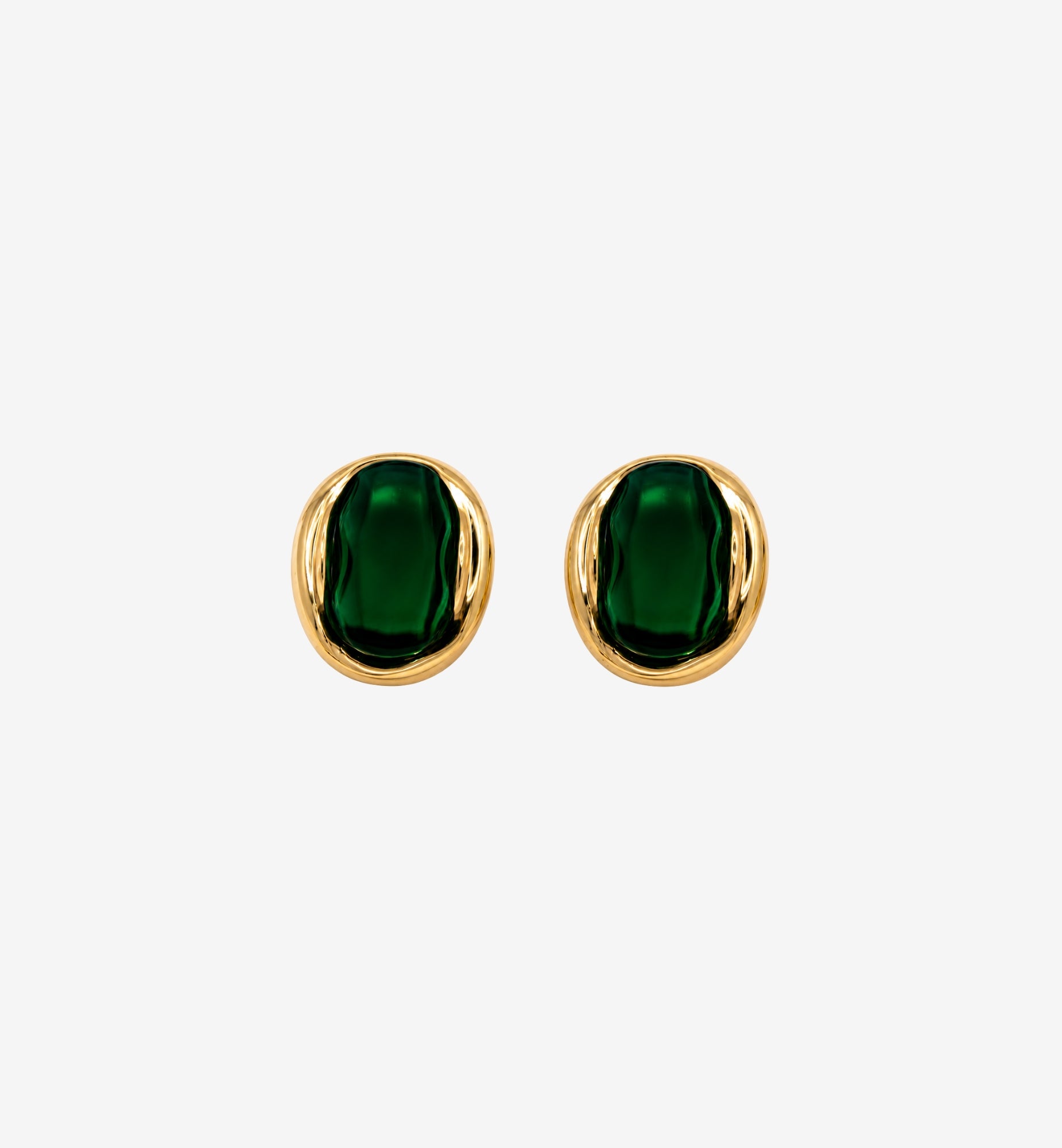 Enso Green Stone Stud Earrings