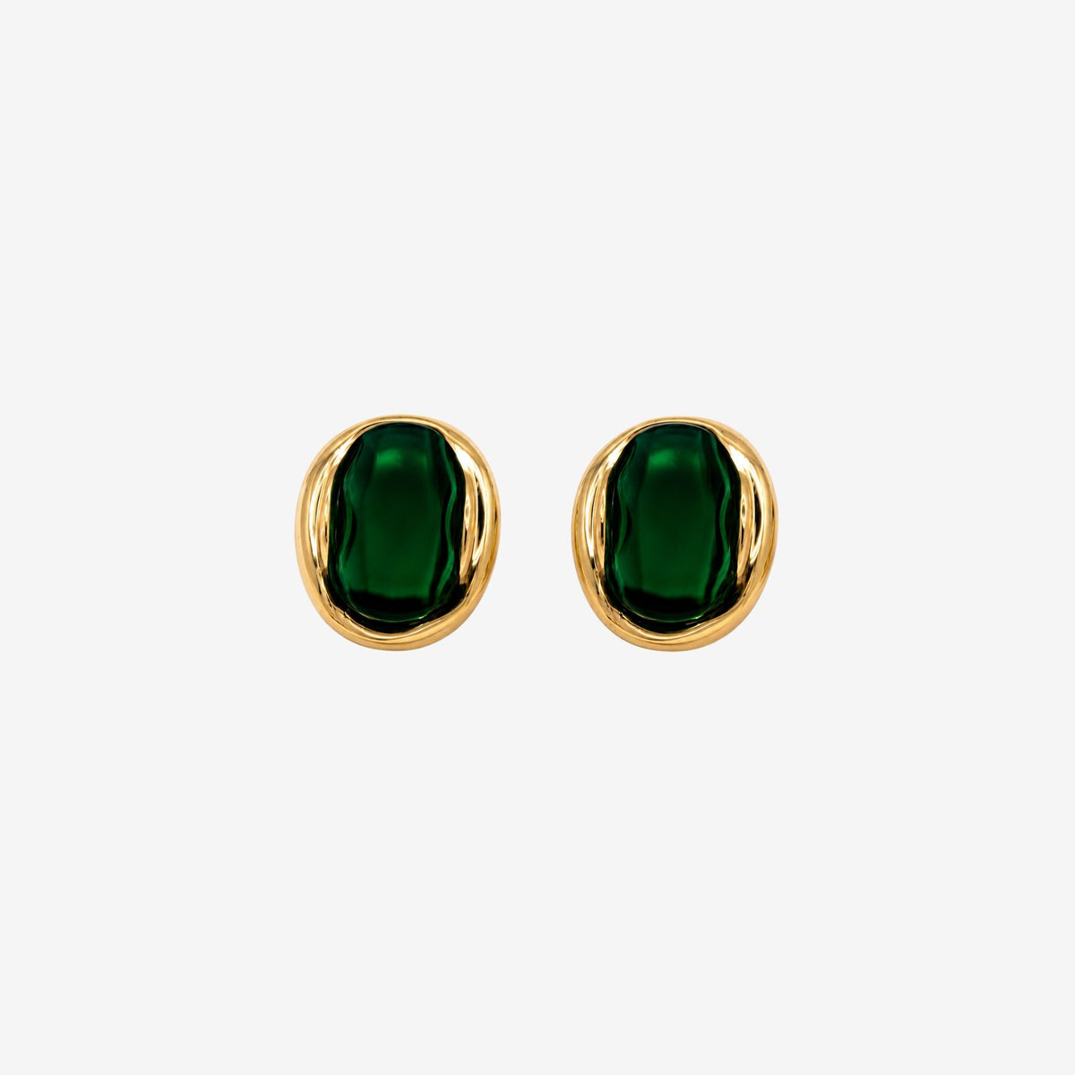 Enso Green Stone Stud Earrings