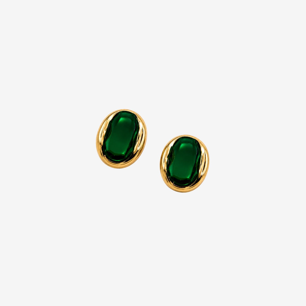 Enso Green Stone Stud Earrings