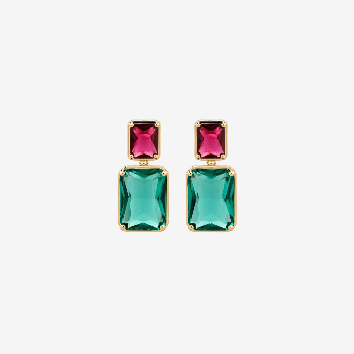 Shikaku Green and Red Stone Earrings