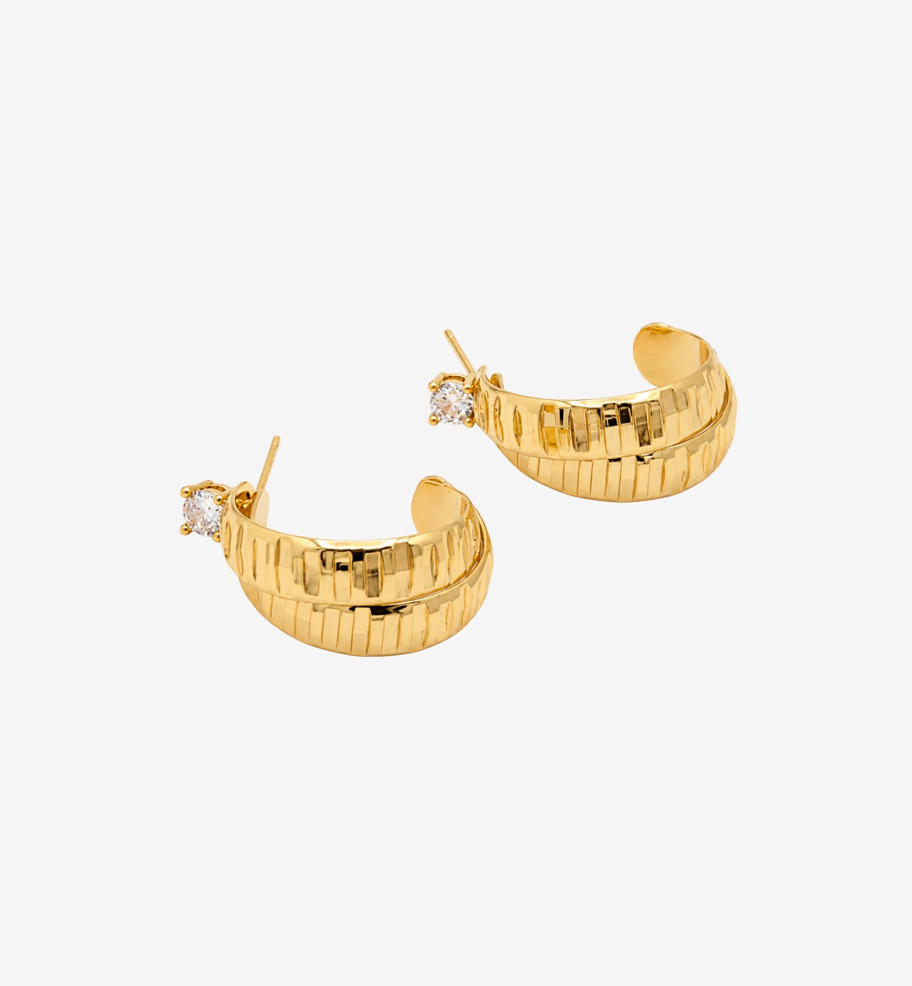 Kin Stone Sculptural Hoop Earrings