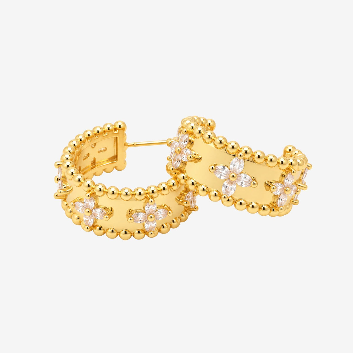 Kinmokusei Gold Bead Floral Earrings