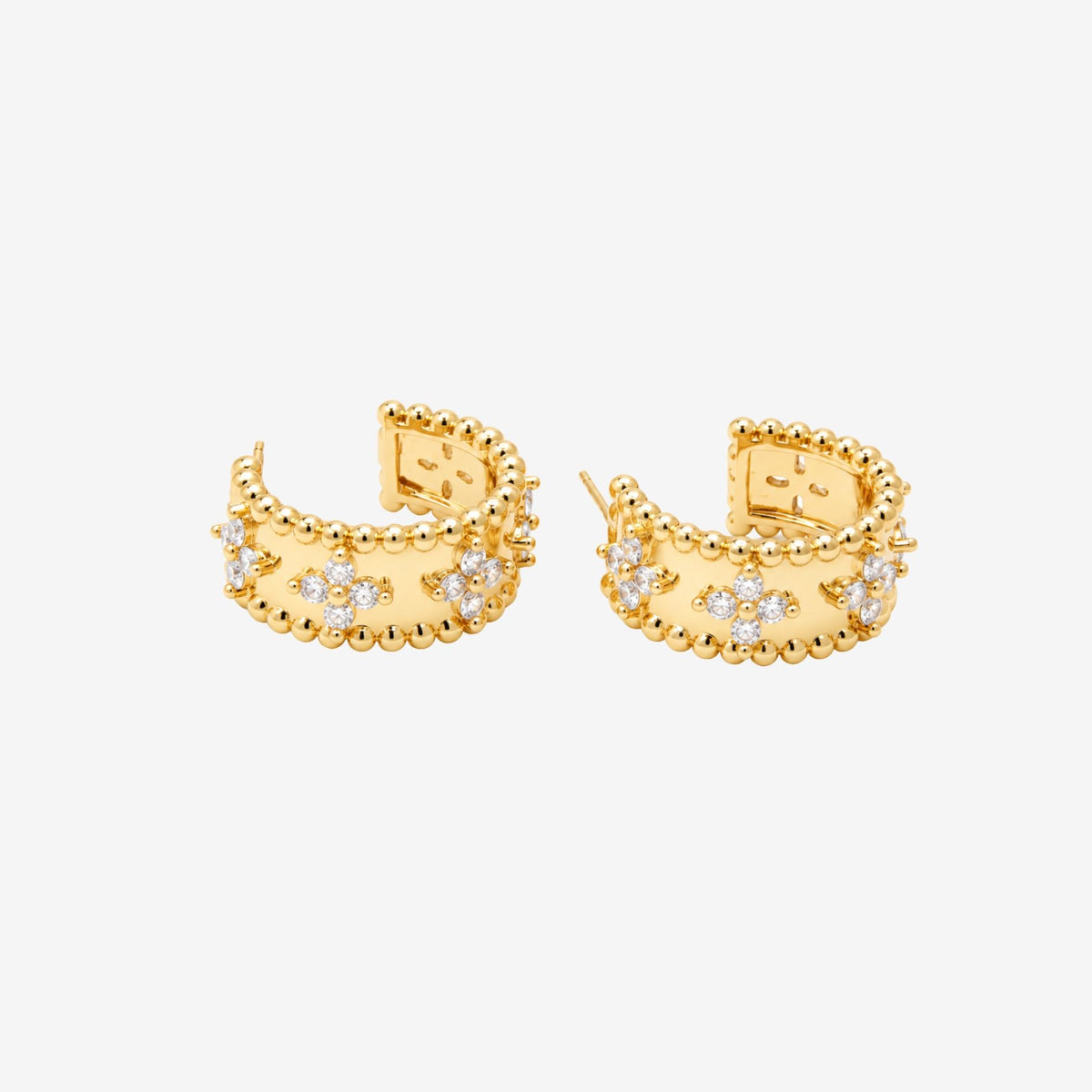 Kinmokusei Gold Bead Floral Earrings