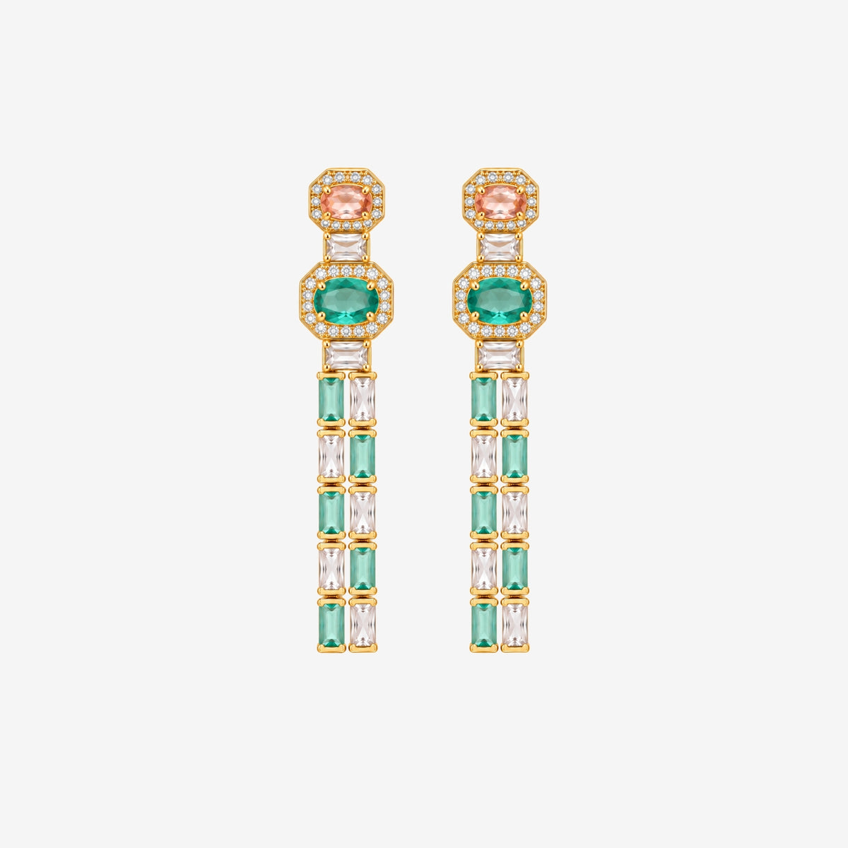 Hanabi Mint and Peach Stone Drop Earrings