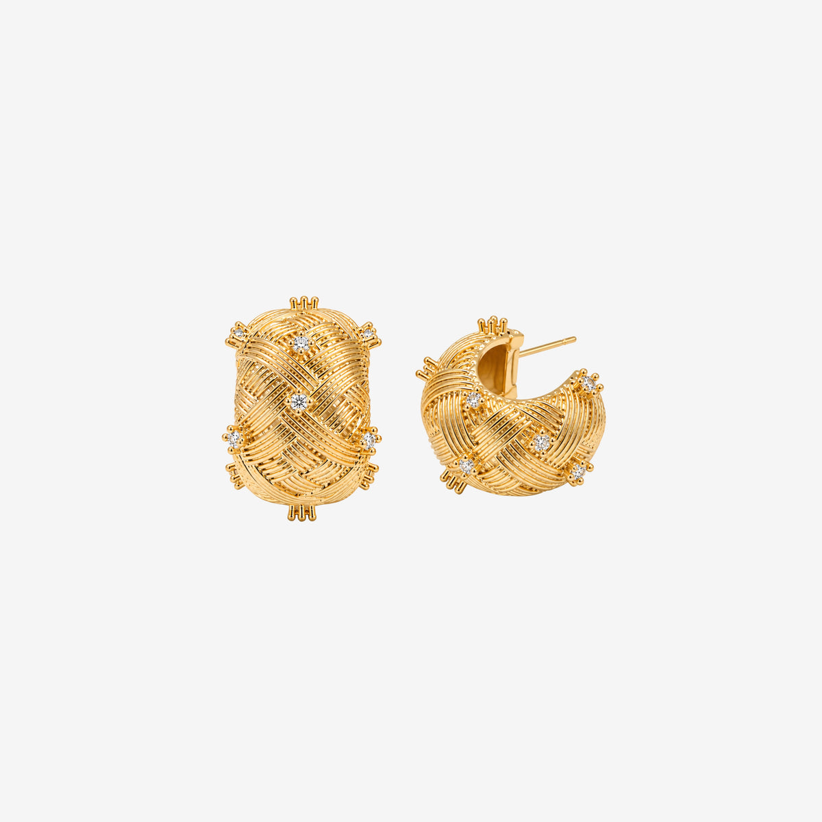 Kin Woven Stone Hoop Earrings