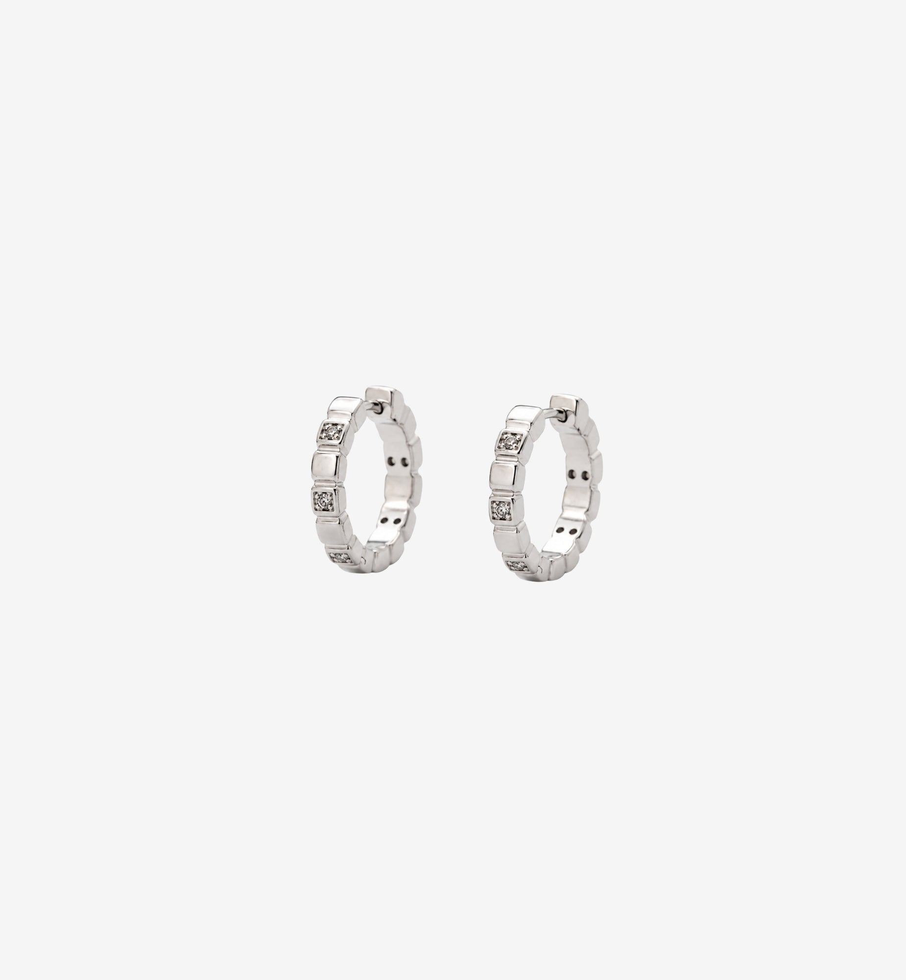 Shikaku Stone Silver Huggie Hoop Earrings