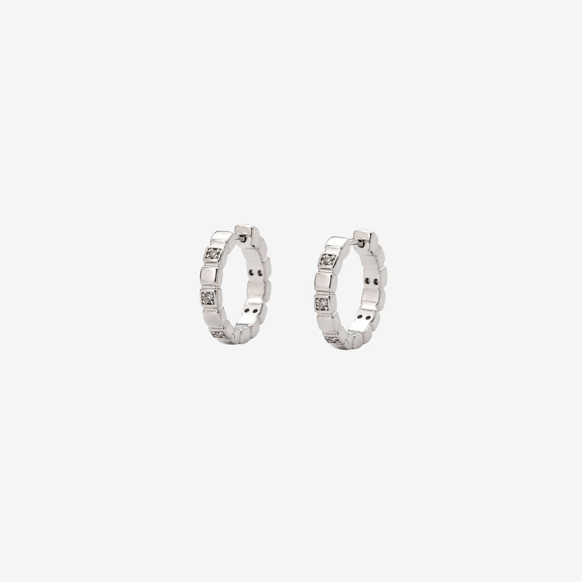 Shikaku Stone Silver Huggie Hoop Earrings
