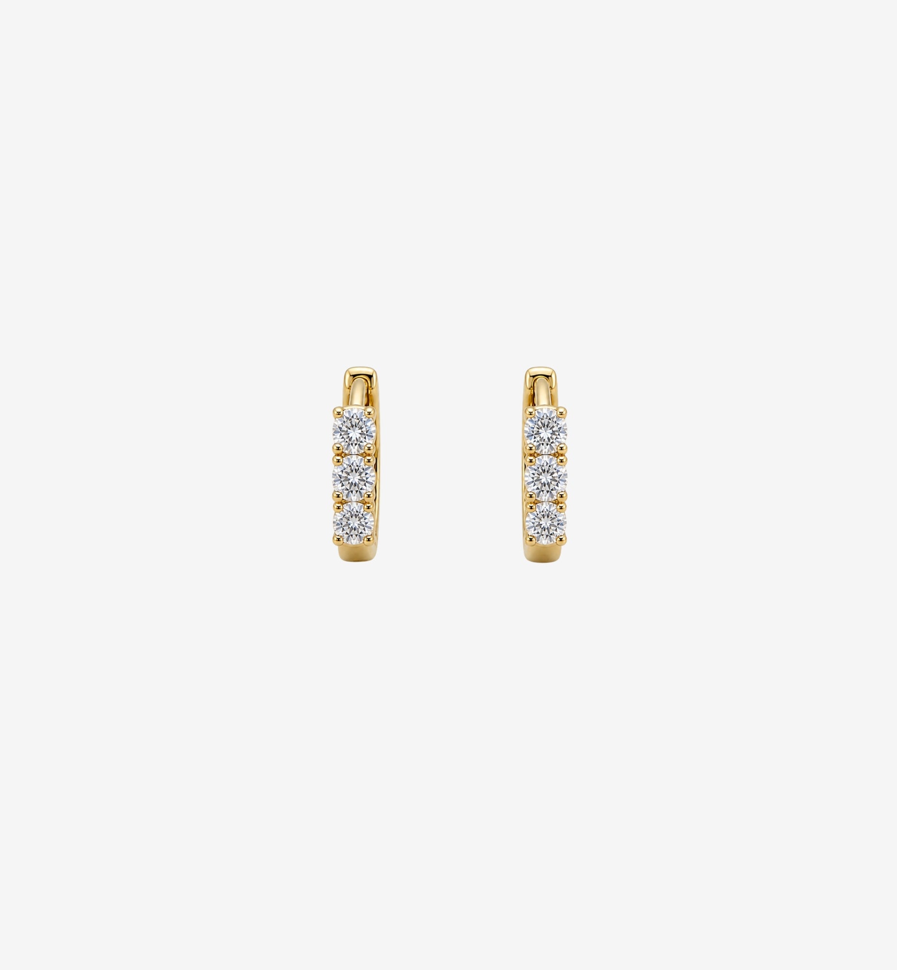 Shikaku 3 Stone Huggie Hoop Earrings