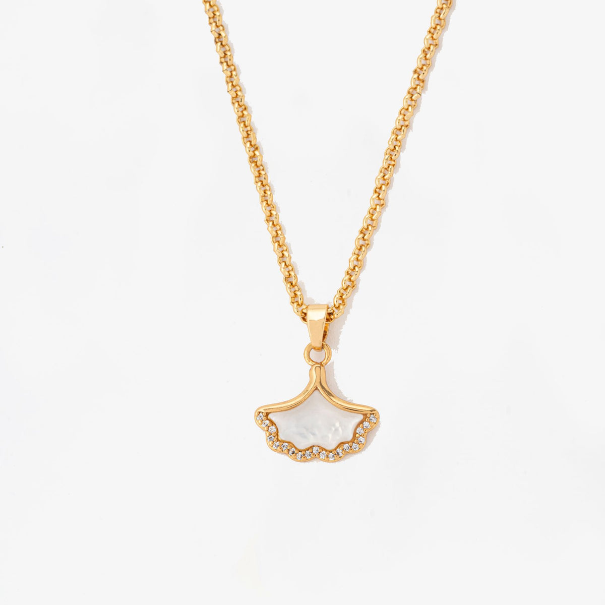 Gingko Gold Pendant Necklace 18K Gold Plated by Uchi & Soto Jewellery