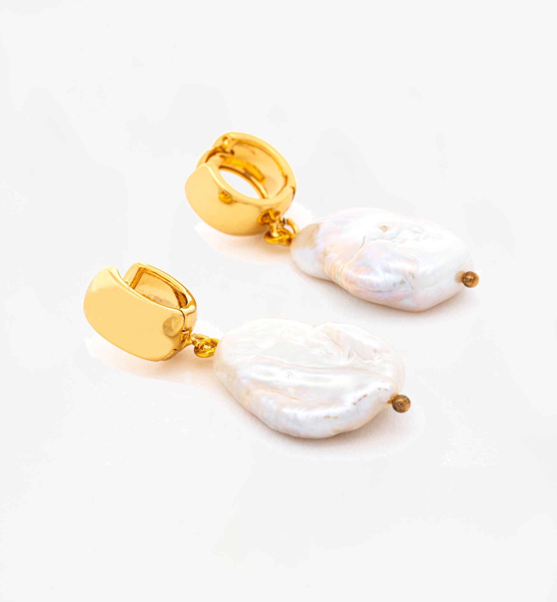 Shinju Gold Baroque Pearl Earrings 18K Gold Plated by Uchi & Soto Jewellery